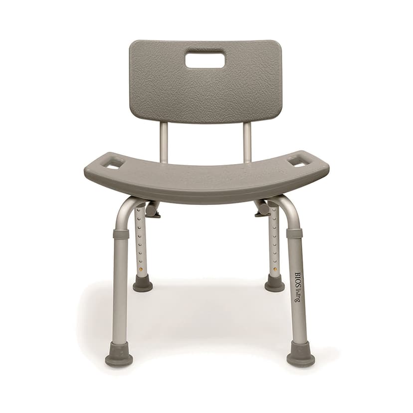 Bios Living Height Adjustable Bathtub & Shower Bench/Chair/Seat with Backrest & Handles, Grey, 14 to 21-in Height