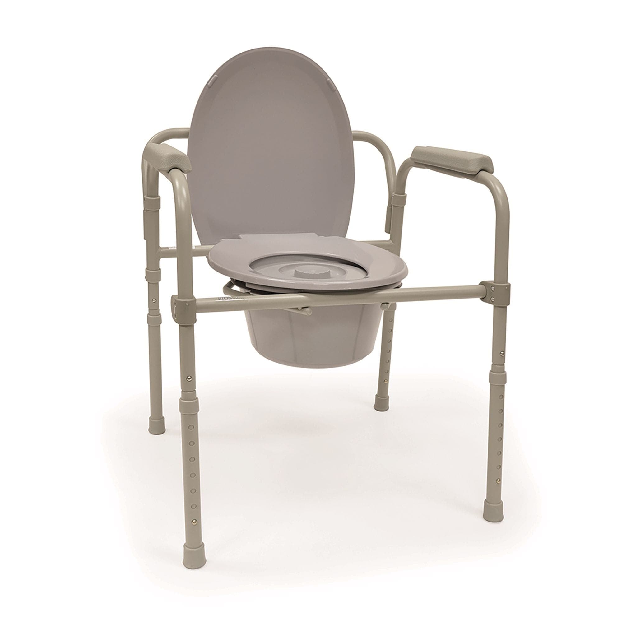 Bios Deluxe Commode Chair/Raised Toilet Seat with Armrests, Height Adjustable, Grey
