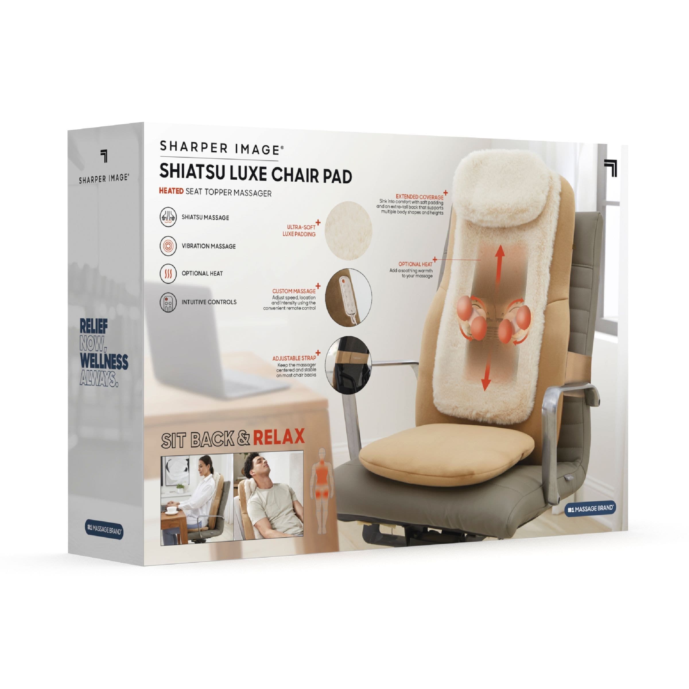 Sharper Image Shiatsu Chair Pad, Heated Seat Topper Massage