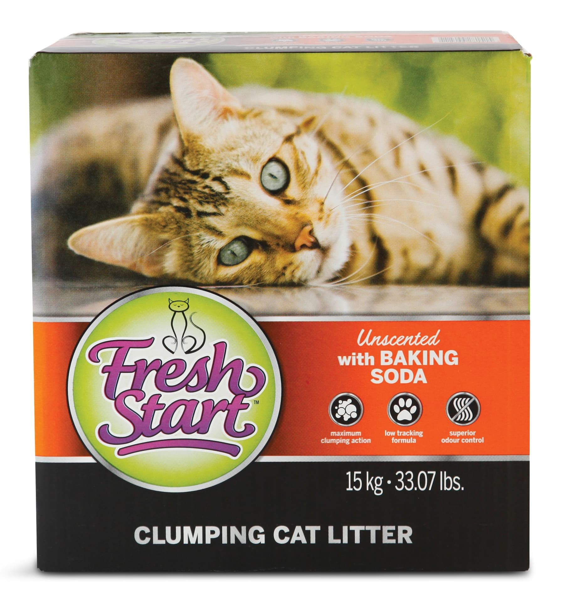 Fresh Start Clumping Cat Litter, Unscented with Baking Soda, 15kg