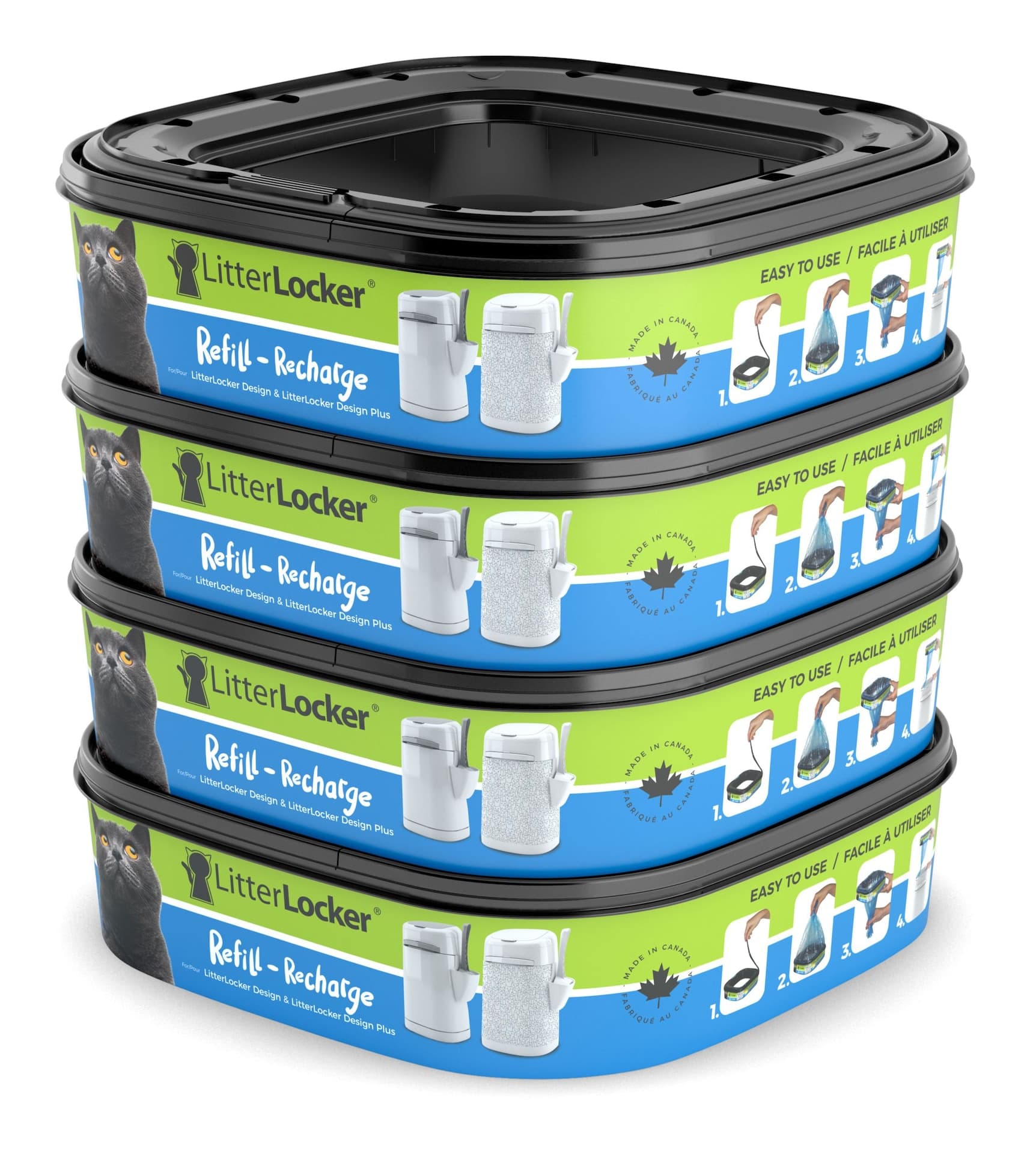 LitterLocker Design and Design Plus Cat Litter System Refills, 4-pk