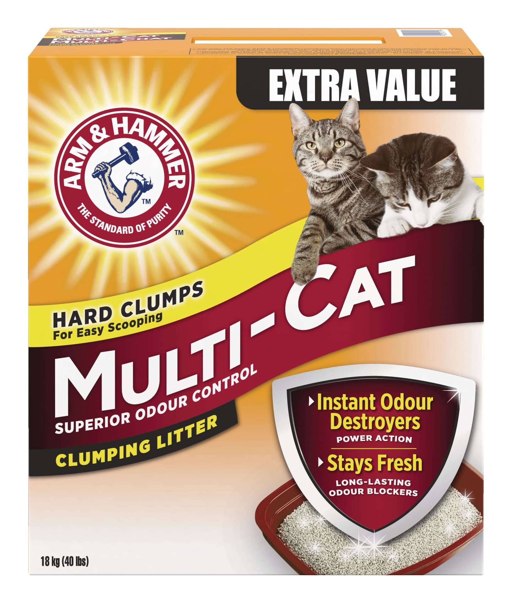 ARM & HAMMER™ Multi-Cat Strength Clumping Cat Litter, Odour Control, 18-kg