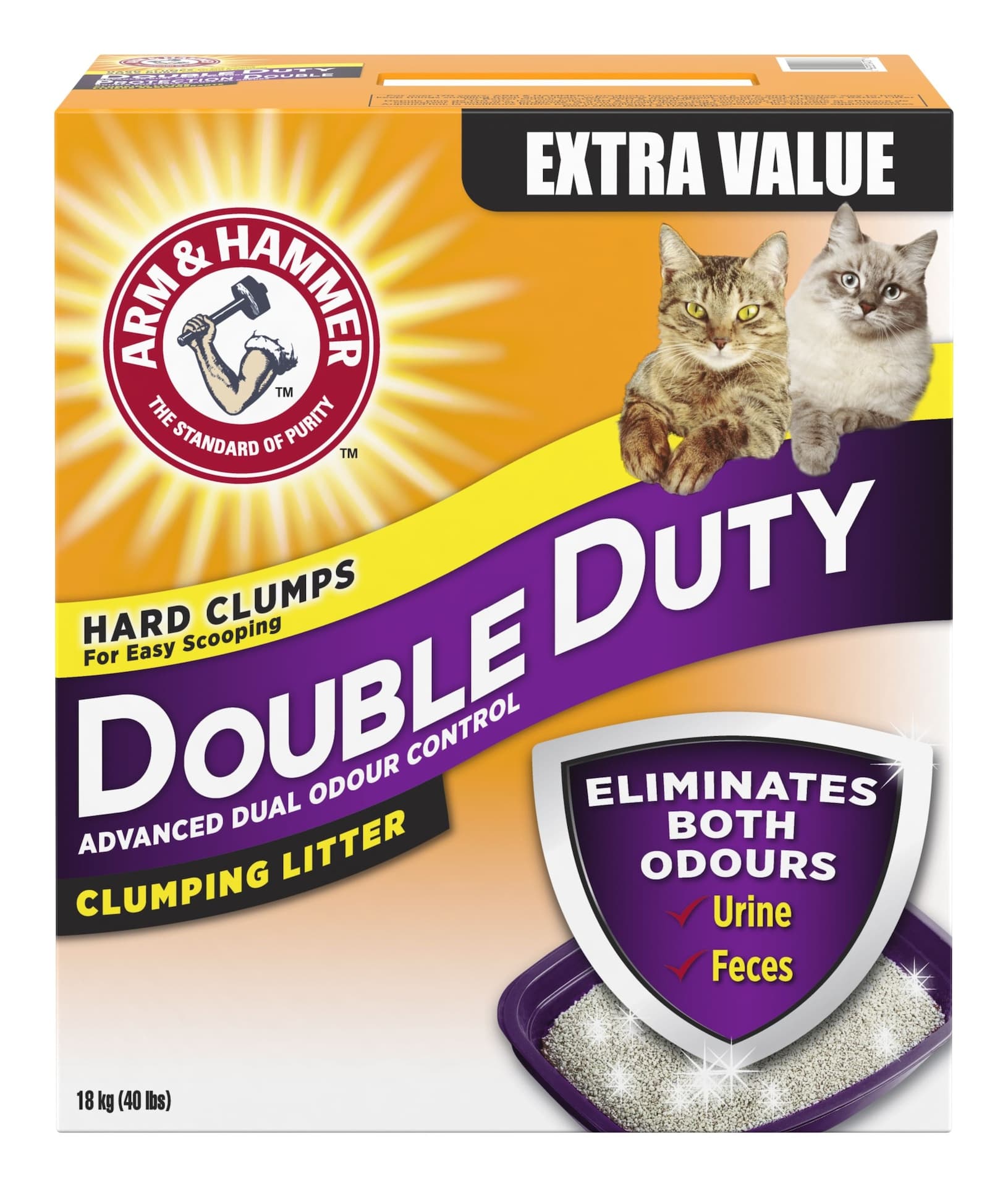 ARM & HAMMER™ Double Duty Clumping Cat Litter, Advanced Dual Odour Control, 18-kg