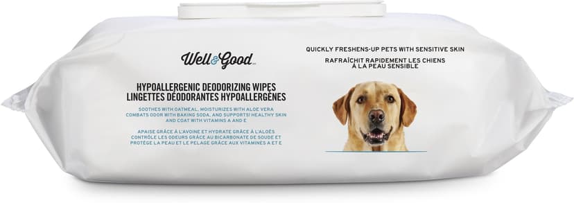 Well & Good Hypoallergenic Deodorizing Wipes, Unscented, 100-ct