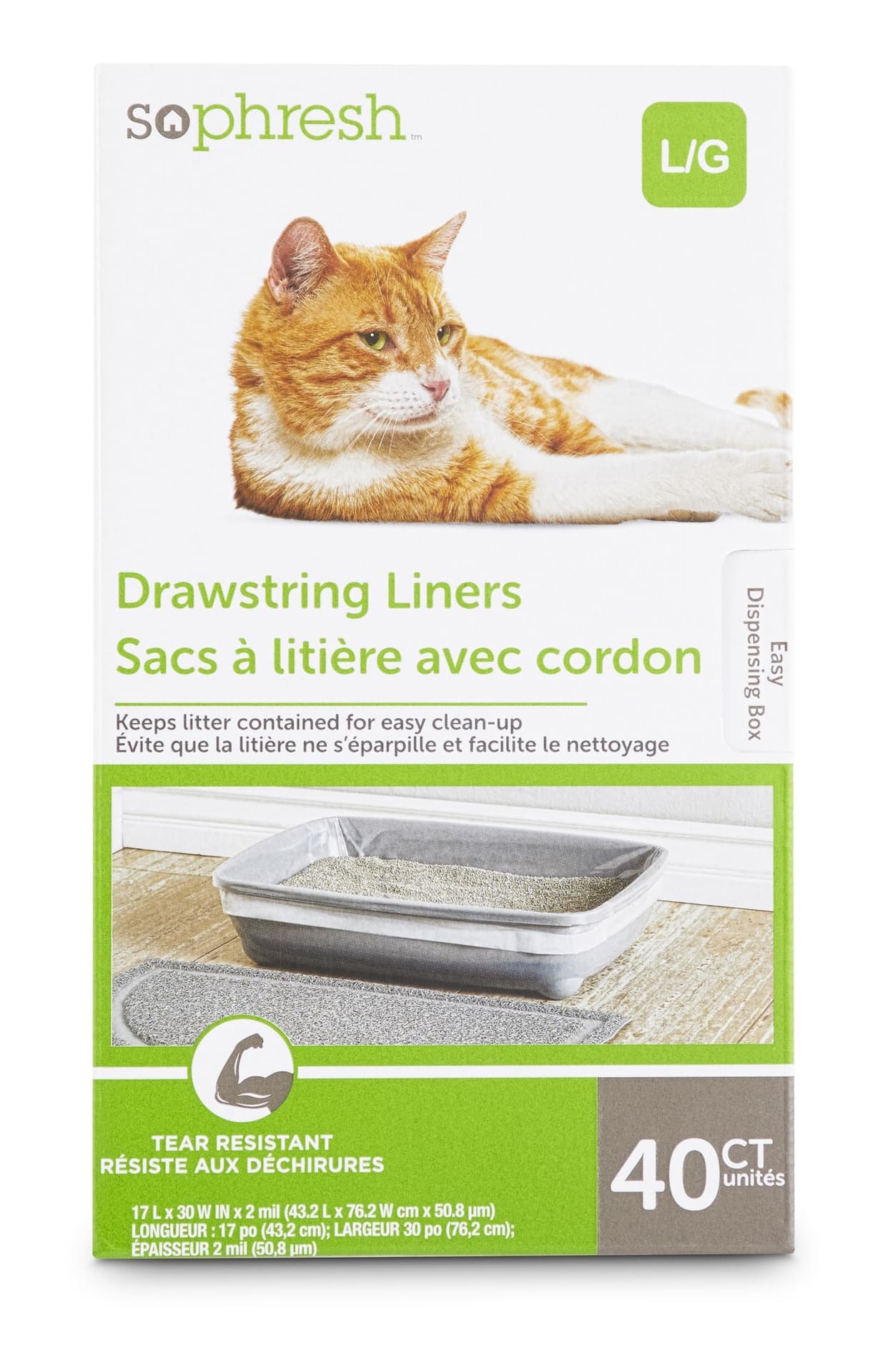 So Phresh Drawstring Cat Litter Box Liners, Large, 40-ct