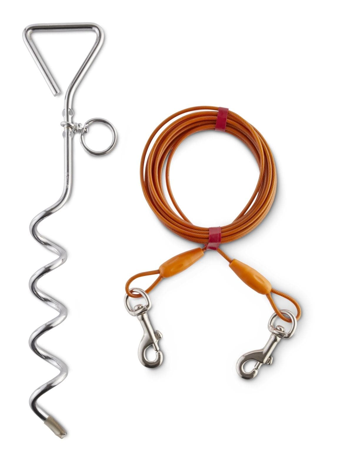 Petco Dog Tie Out Cable with Stake, 20-ft, Large, Orange