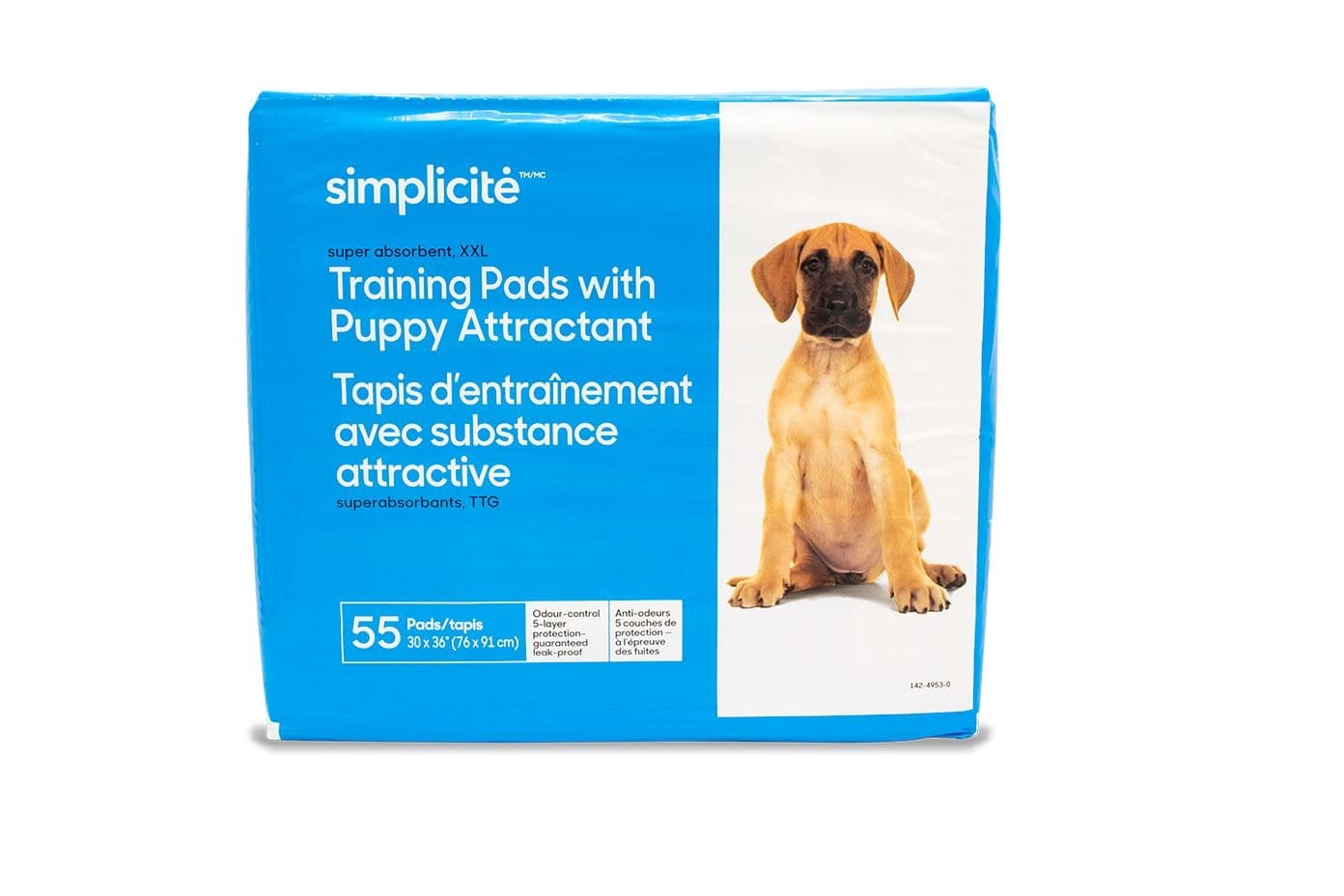Simplicité Odour-Control Dog Training Pads, Leak-proof, 30-in x 36-in, 55-pk