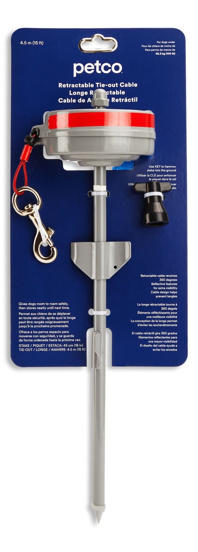 Petco Retractable Dog Tie Out Cable, 15-ft