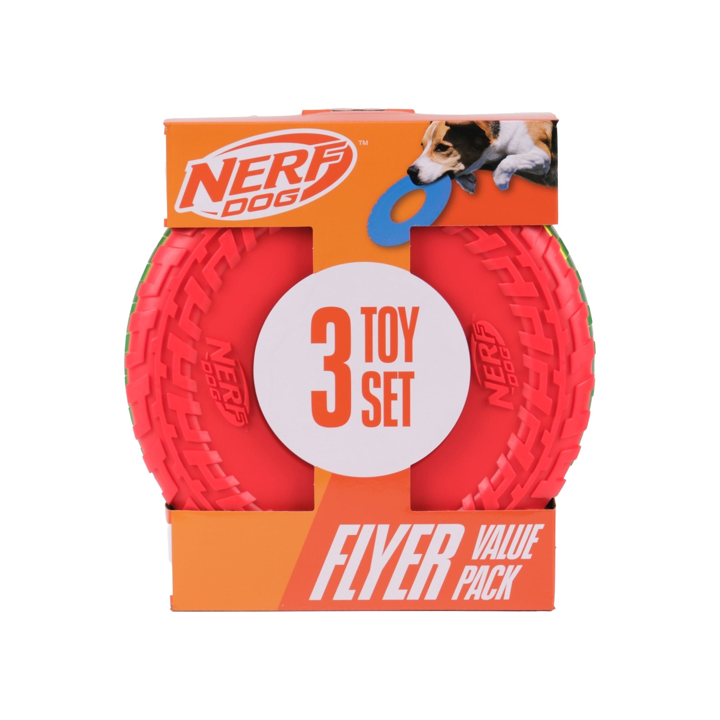 NERF Dog Translucent Tire Flyer Dog Toys, Value Pack, 3-pk