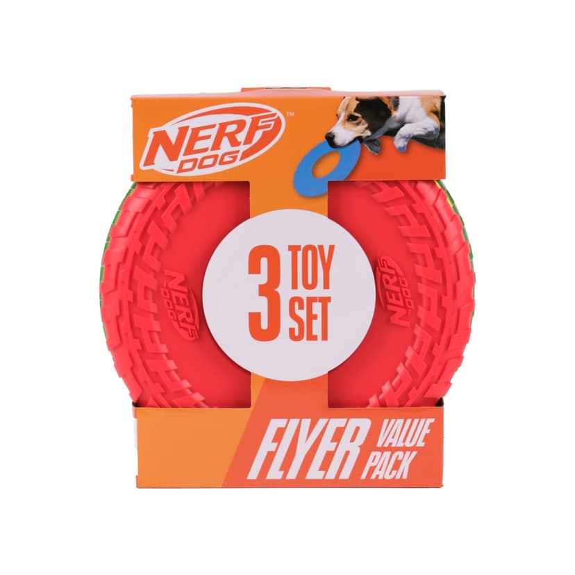 NERF Dog Translucent Tire Flyer Dog Toys, Value Pack, 3-pk
