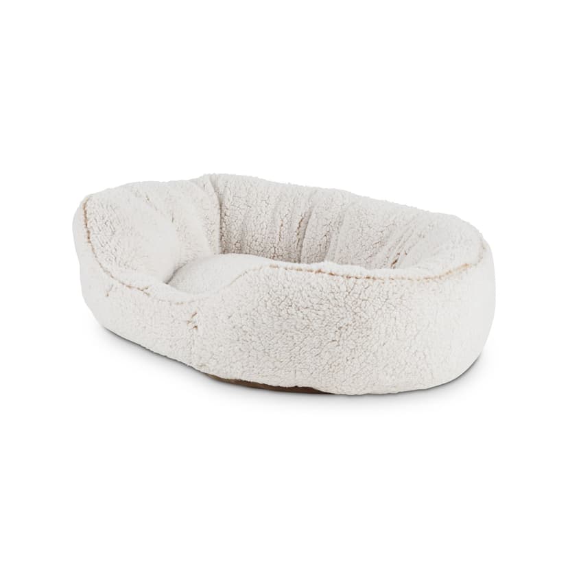 Petco Cozy Cuddler Plush Dog Bed, Washable, Cream, 20 x 22-in