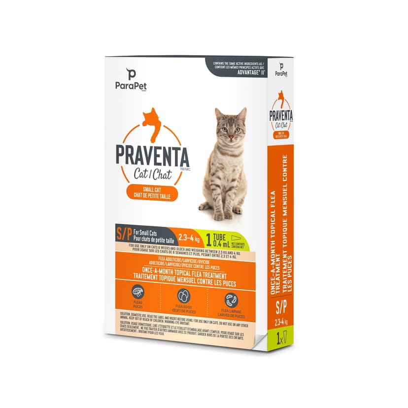 Parapet Praventa Topical Flea Treatment for Small Cats, 1-Tube/0.4-mL