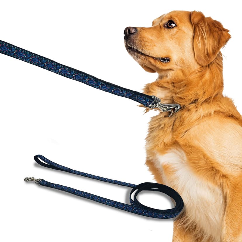 Perri's Blue Lotus Jacquard Dog Leash, One Size