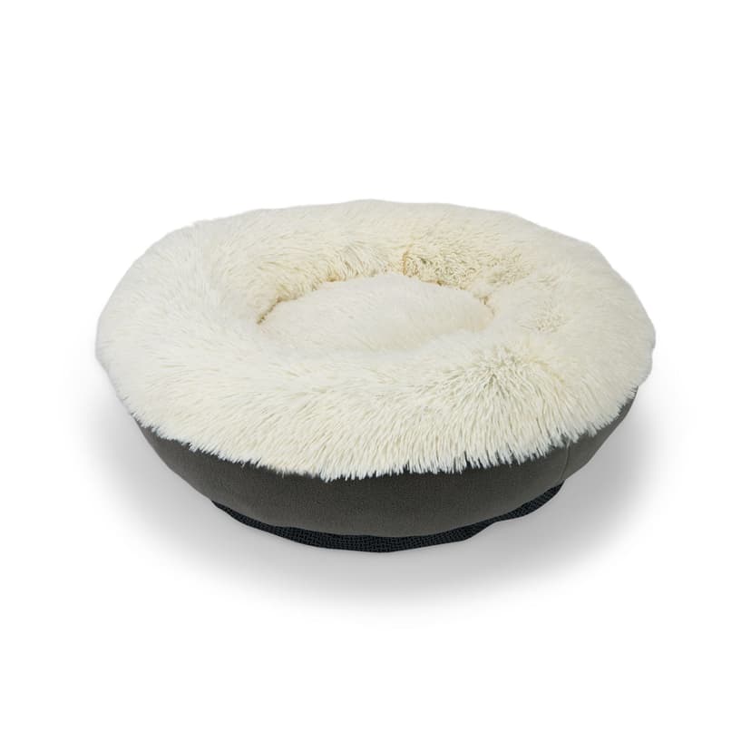 Petco Cream Faux Fur Donut Pet Bed for Small Dogs, 23x23-in