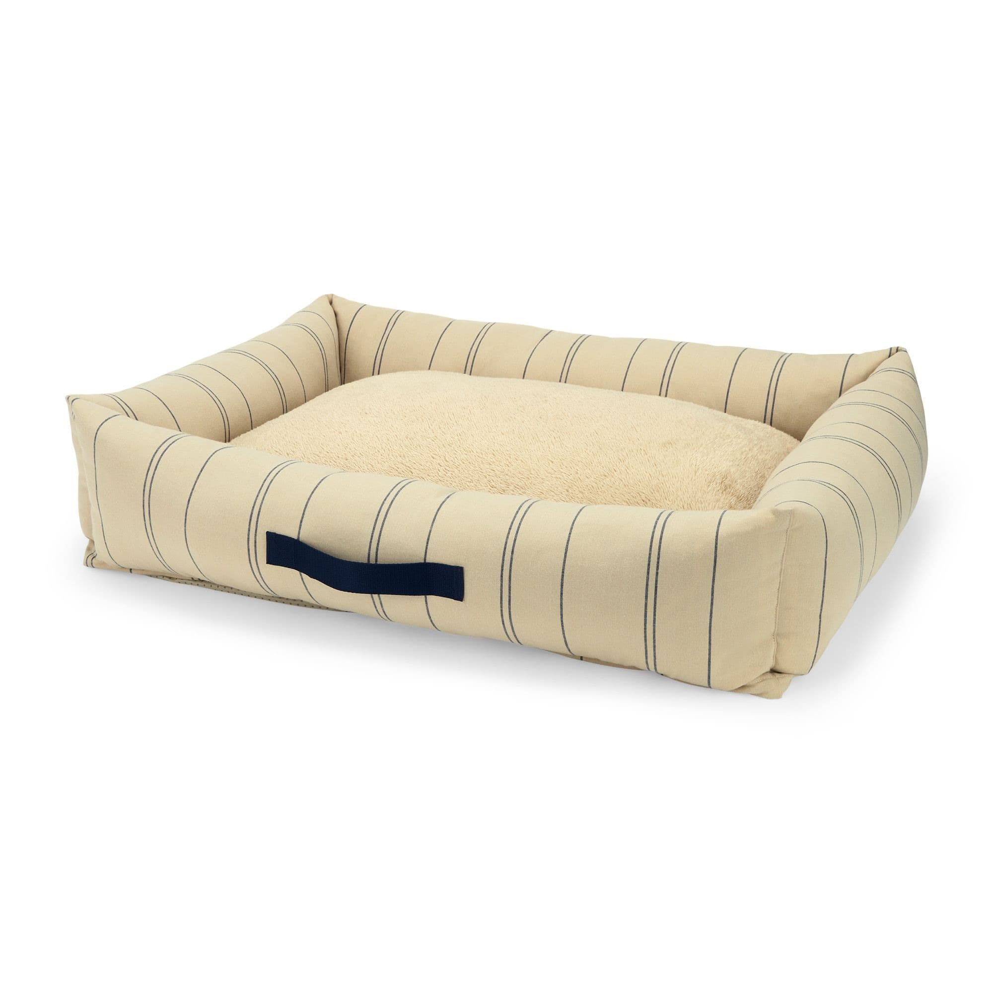 Petco Navy/Tan Striped Cuddler Pet Bed for Medium Dogs, 32x26-in