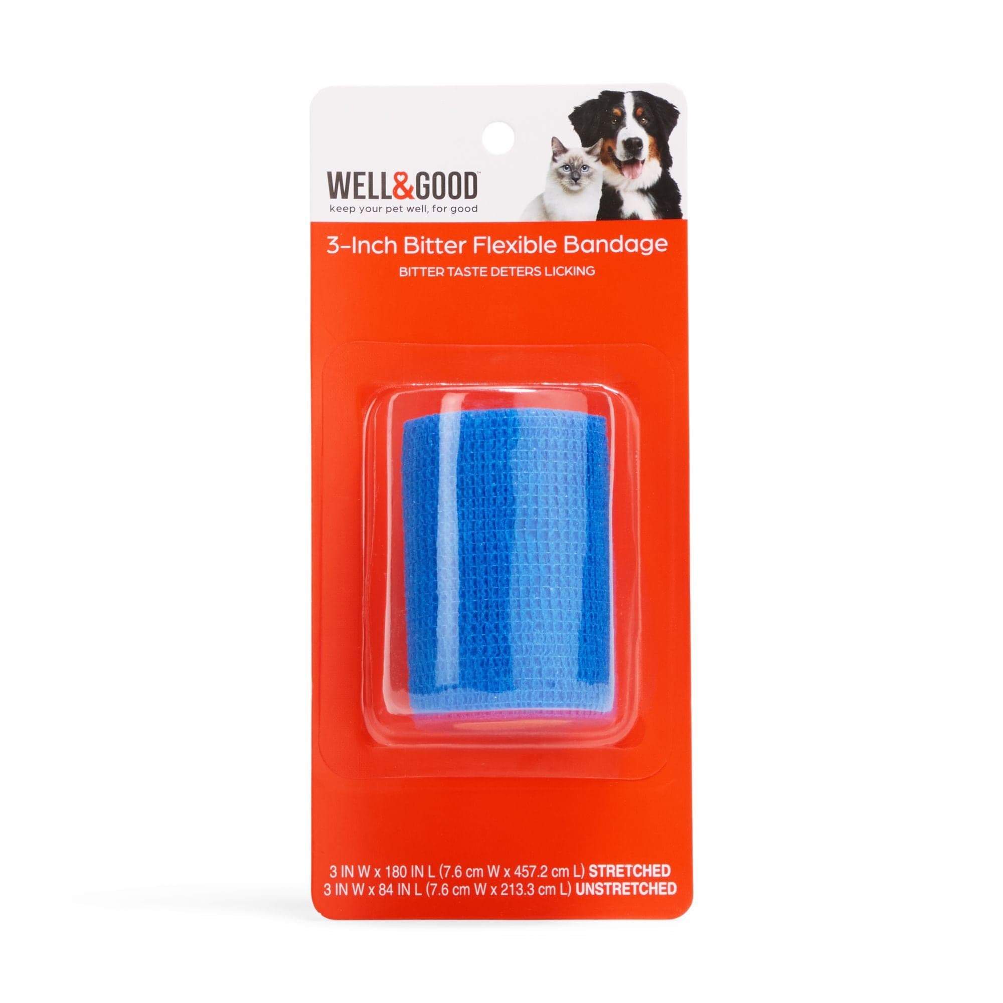 Well & Good 3-in-1 Flexible Bitter Pet Bandage, Assorted Colours