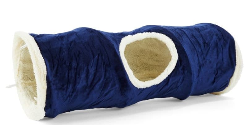 Petco Navy Plush Cat Tunnel with Dangling Toy, 32-in