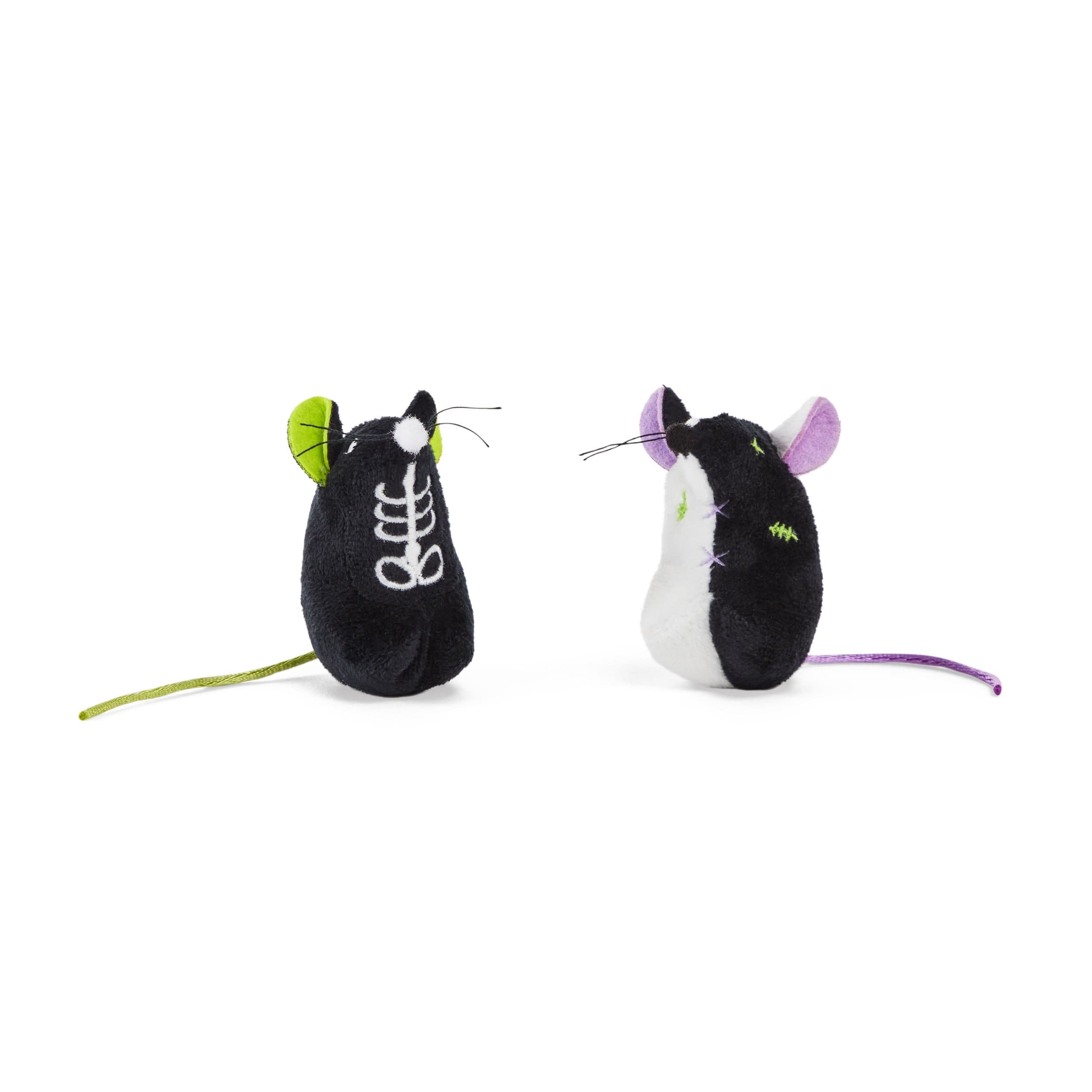 Skeleton Halloween Cat Toy with Catnip, Black, 2-pk