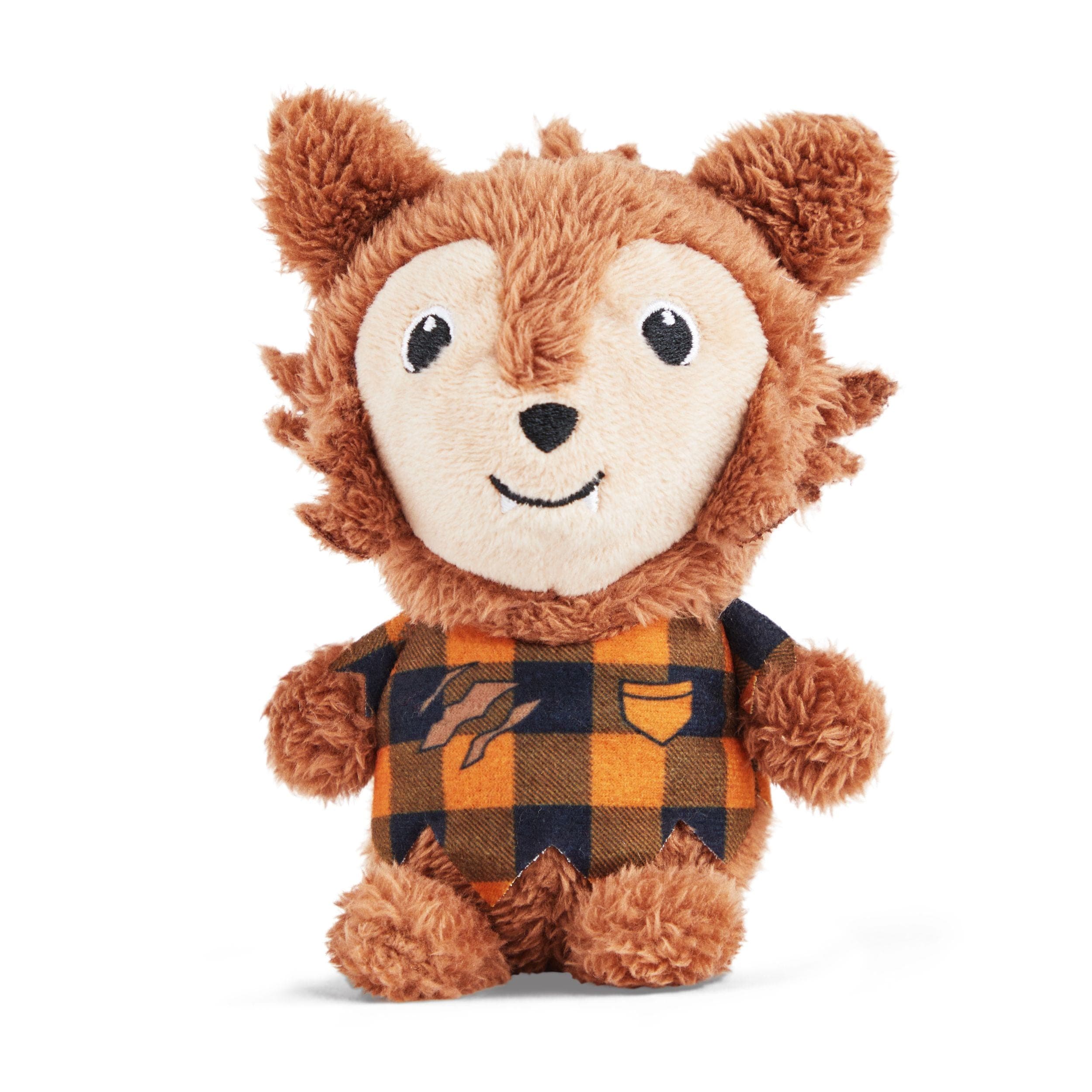 Werewolf Plush Halloween Dog Toy with Squeaker, Brown, 6-in