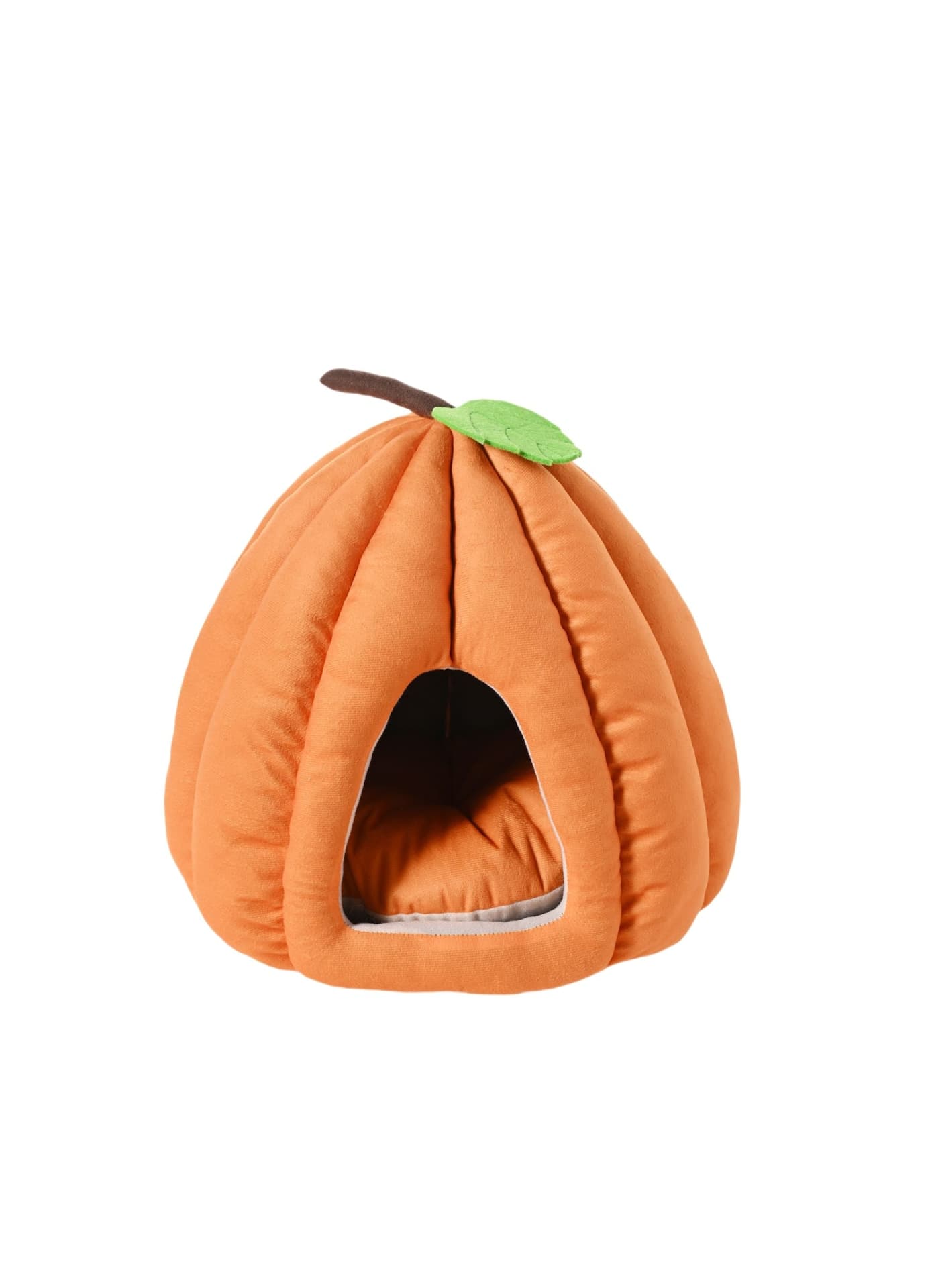 Plush Pumpkin-Shaped Halloween Pet Bed, Orange, 16x16-in