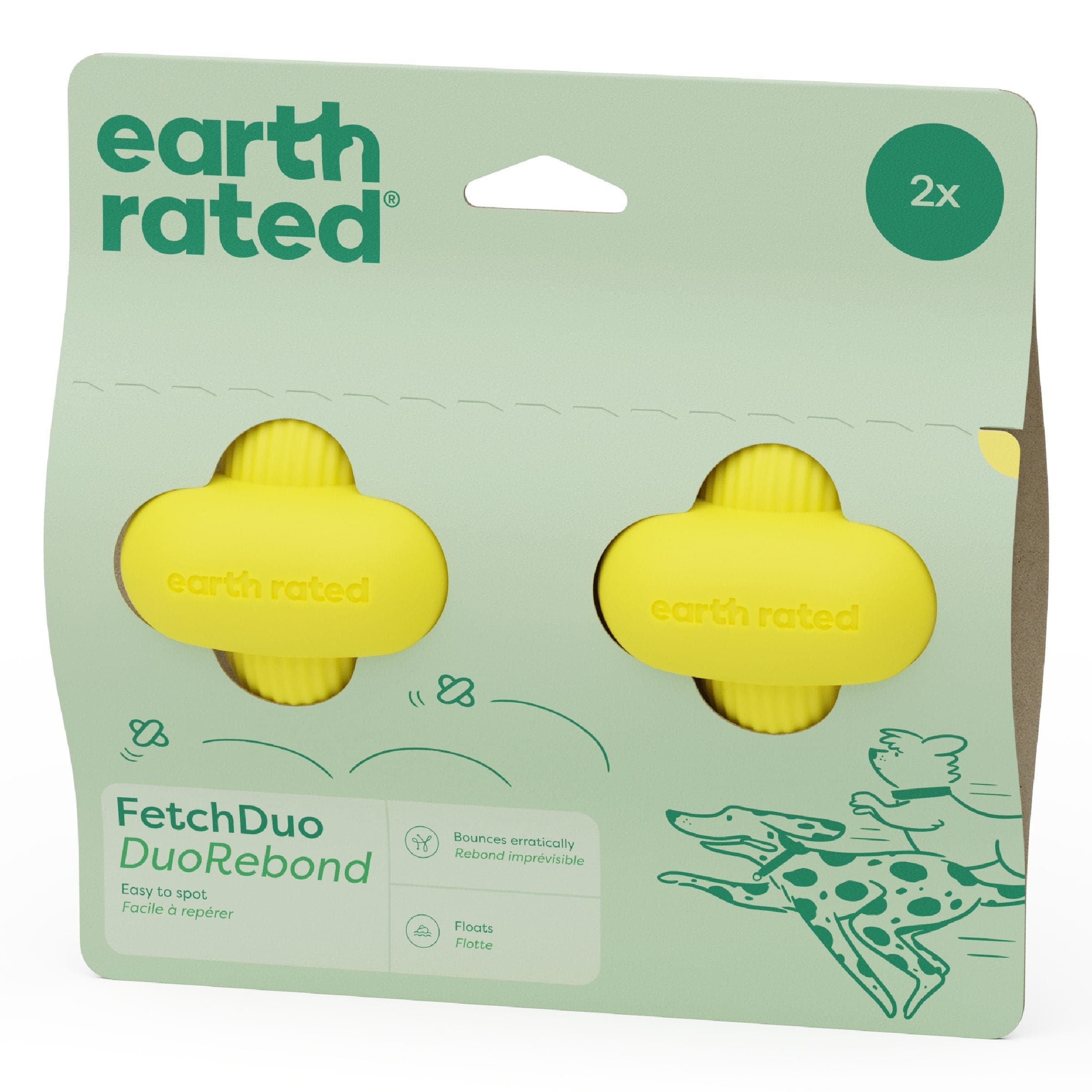 Earth Rated Fetch BPA-Free Duo Dog Toy, 2-in, 2-pk