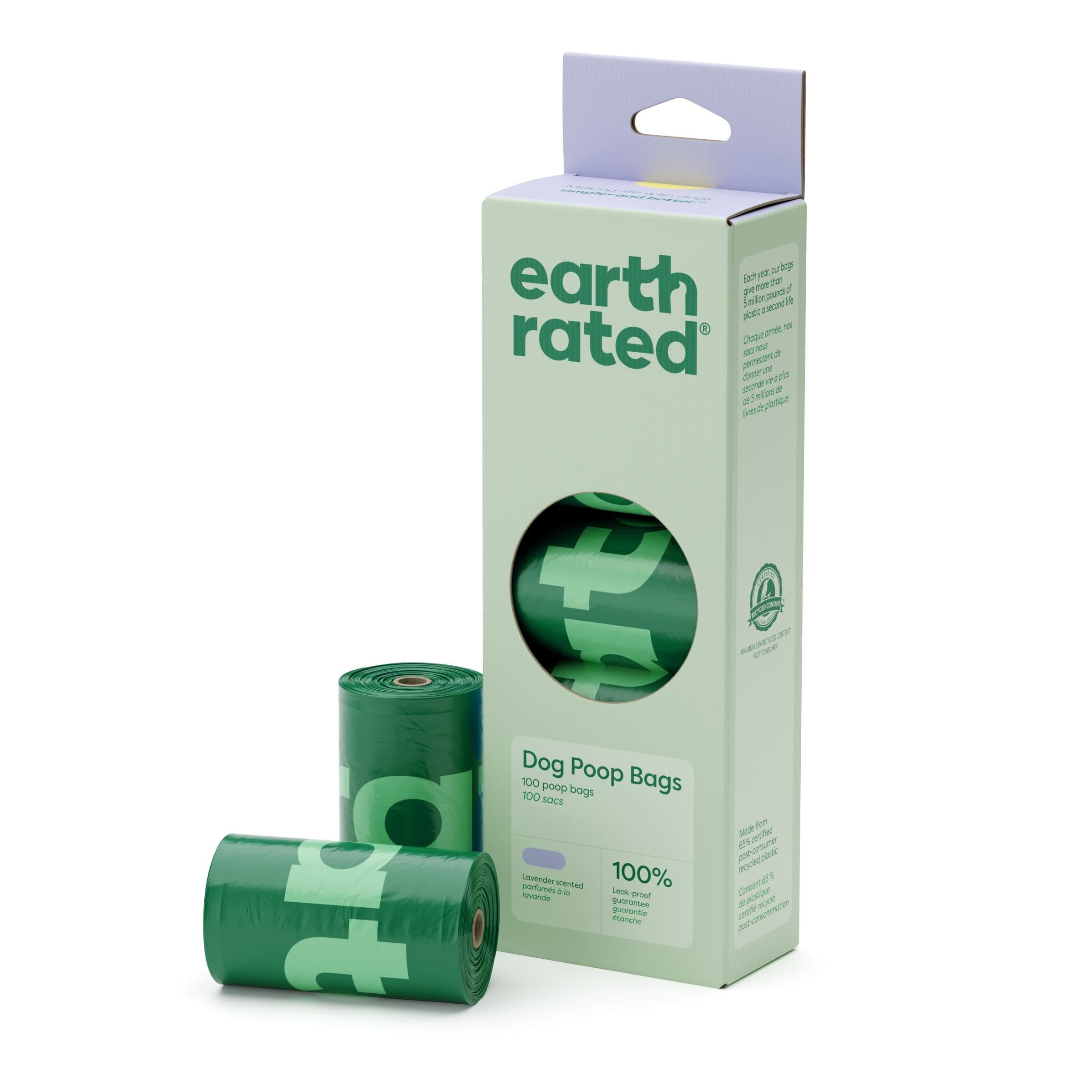 Earth Rated Leakproof Lavender Pet Waste Bags, 100-pk