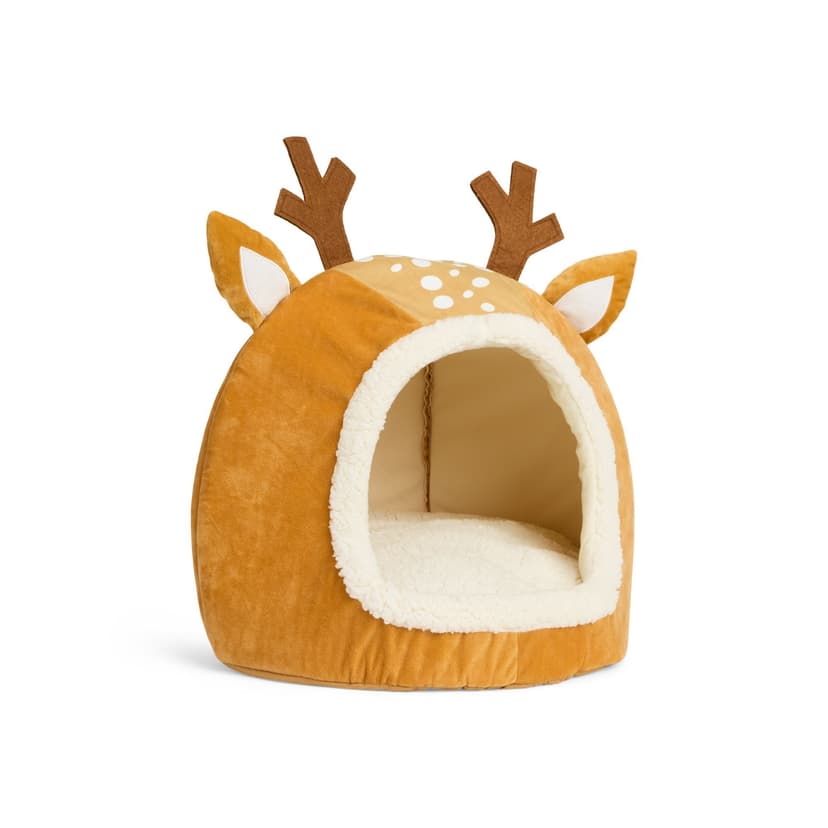 Petco Merry Makings Reindeer Covered Pet Bed with Hanging Plush Ball