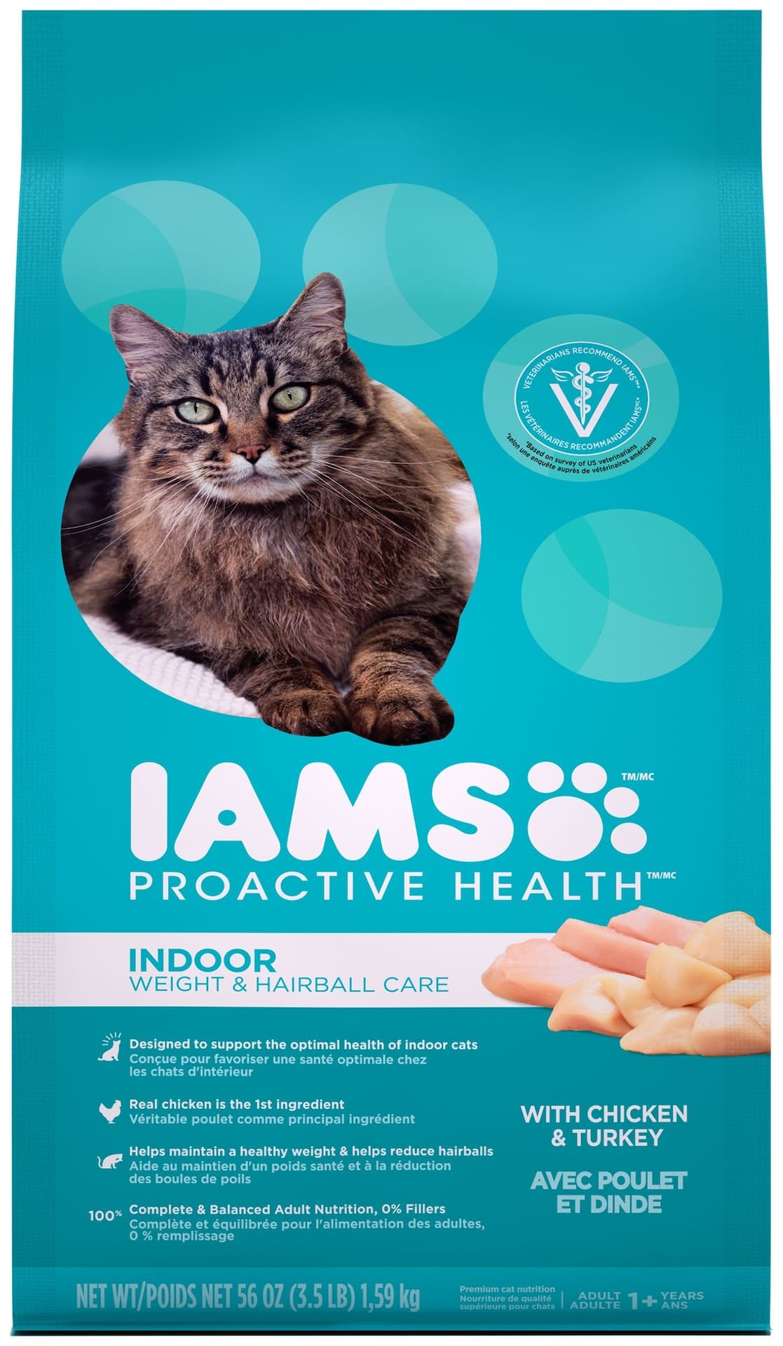 IAMS Proactive Health Indoor Weight & Hairball Care Adult Dry Cat Food, 1.6-kg