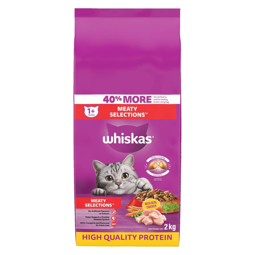 Whiskas Meaty Selections Dry Cat Food, 2-kg
