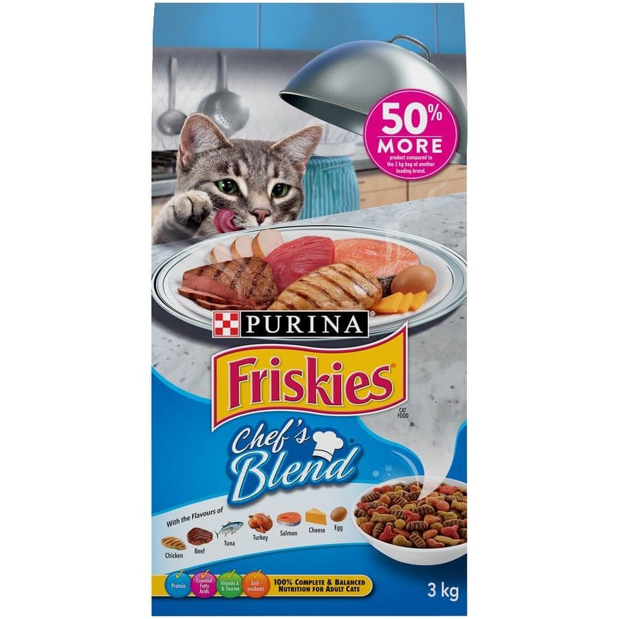 Friskies Chef's Blend Dry Cat Food with Protein, 3-kg