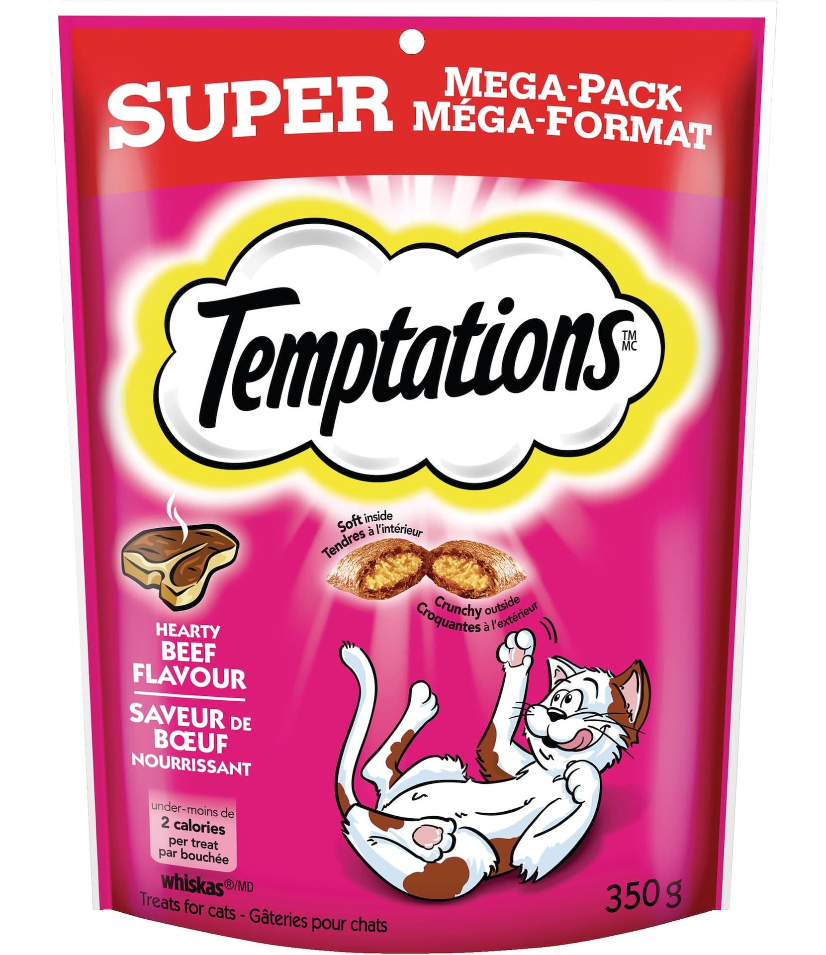 Whiskas Temptations Hearty Beef Flavour Classic Cat Treats, 350-g
