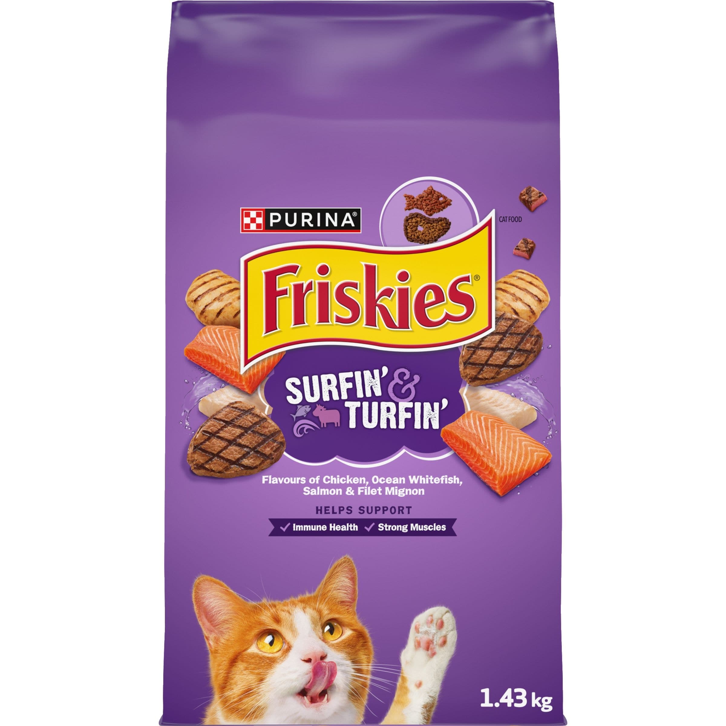 Purina Friskies® SurfIn' & TurfIn' Dry Cat Food, 1.43-kg