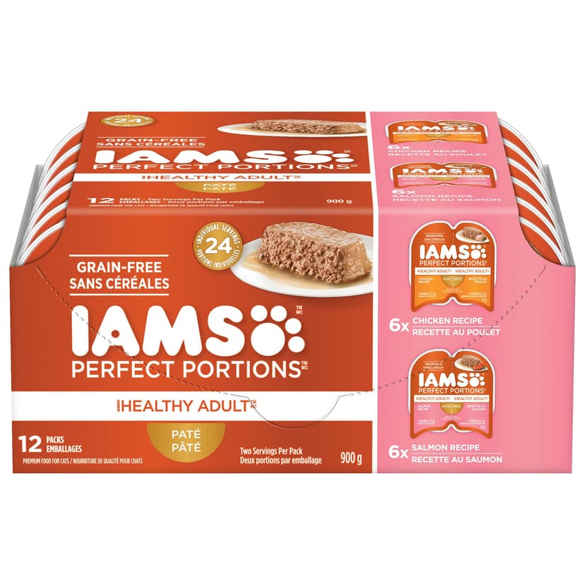 IAMS Perfect Portions Grain-Free Chicken & Salmon Wet Cat Food, 12-Pk, 900-g
