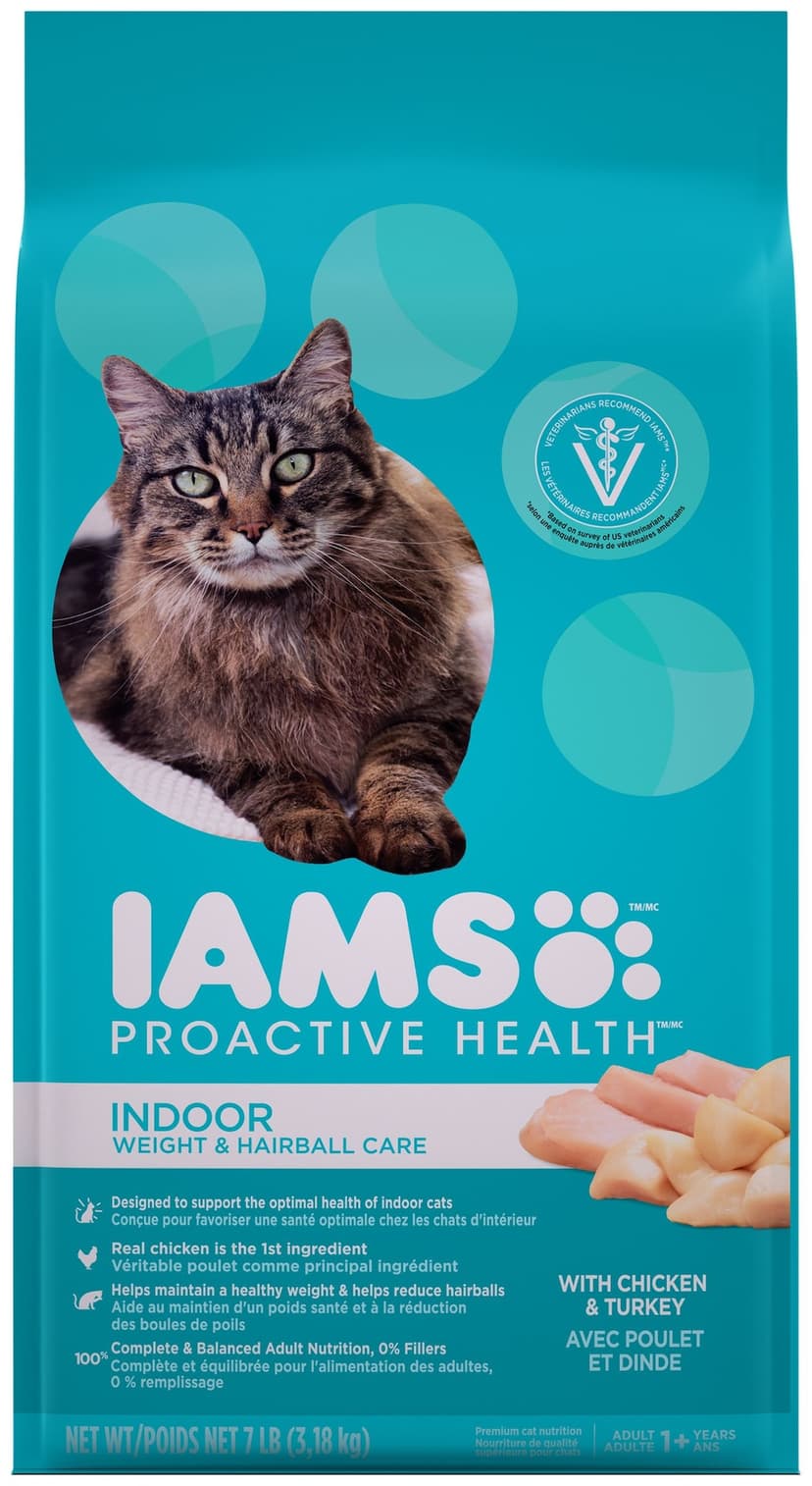 IAMS Proactive Health Indoor Weight & Hairball Care Adult Dry Cat Food, 3.2-kg