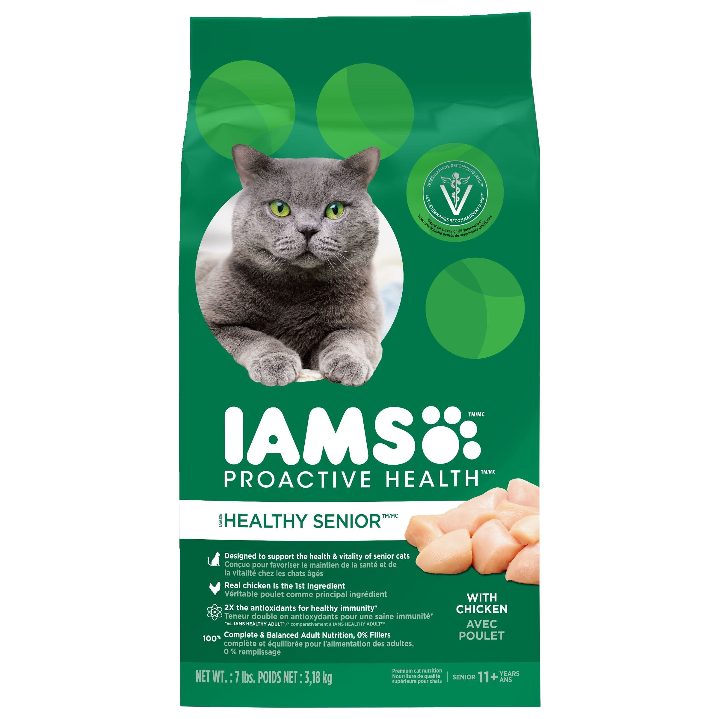 IAMS Proactive Health Lively Senior Dry Cat Food with Chicken, 3.2-kg
