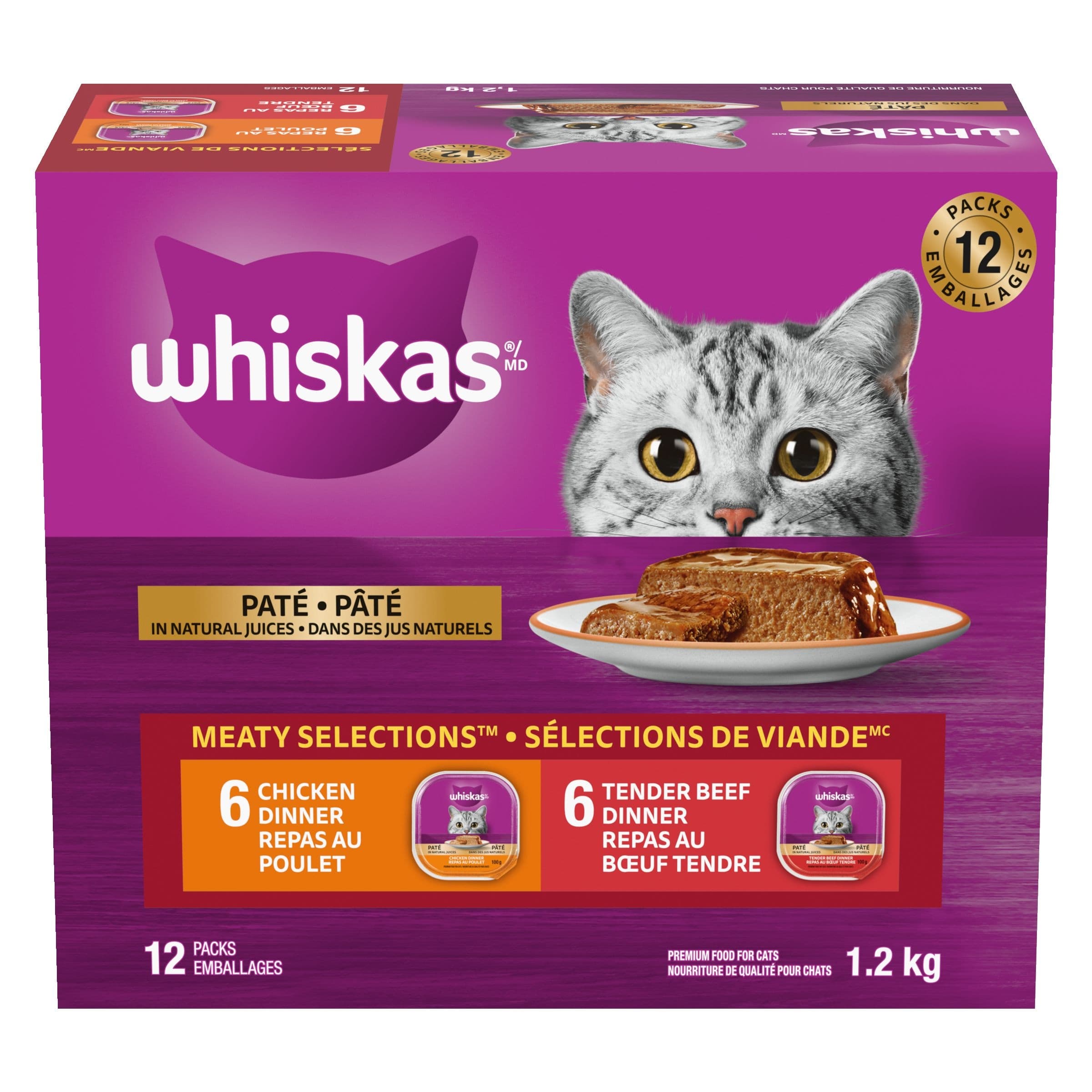Whiskas Meaty Selections Wet Cat Food, 1.2-kg, 12-Pk