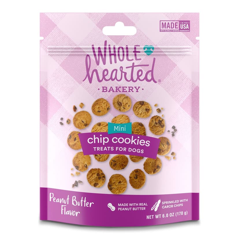 WholeHearted Bakery Peanut Butter Flavour Mini Chip Cookies, Dog Treats, 170-g