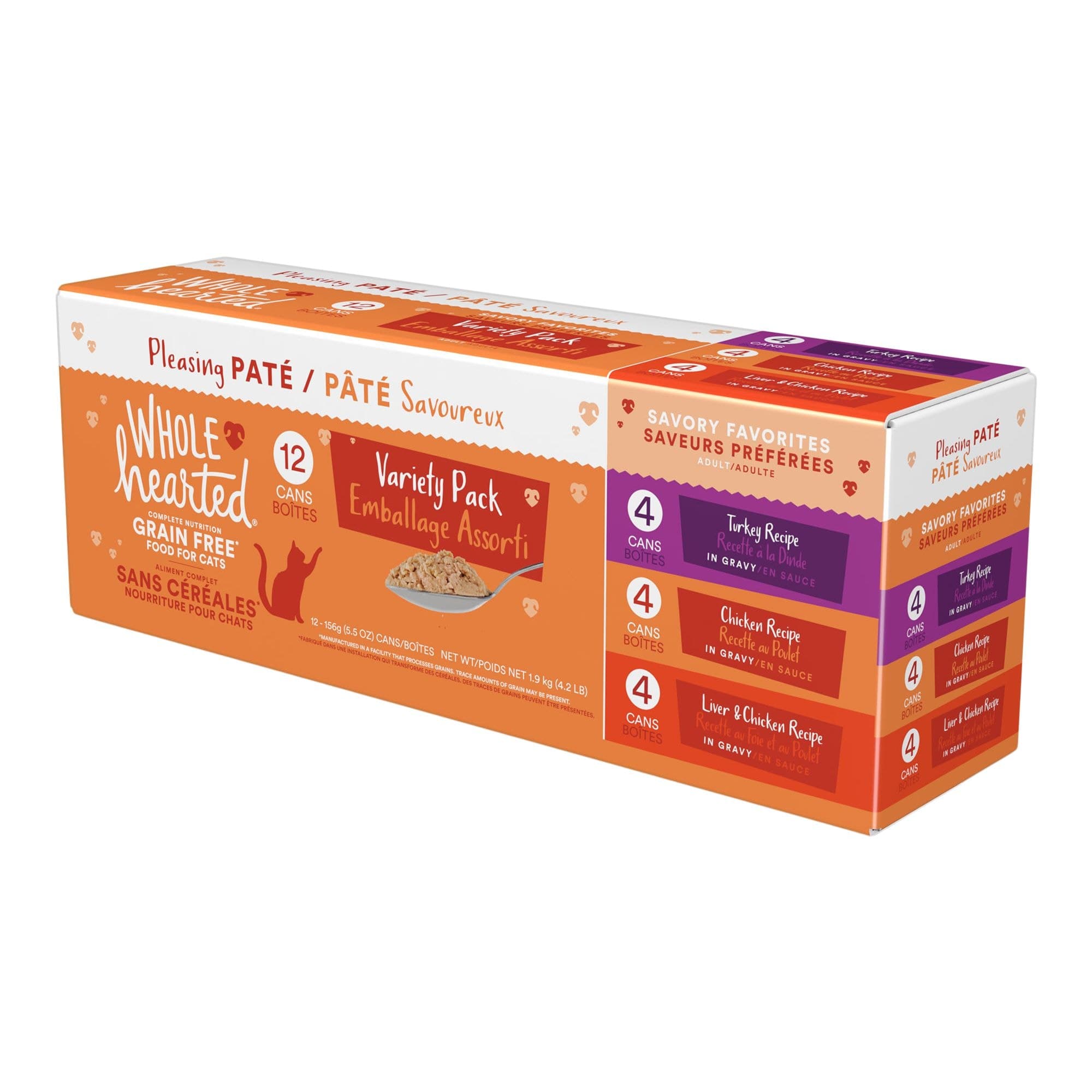 WholeHearted Grain Free Pleasing Pâté Wet Cat Food Variety Pack, 12x156g