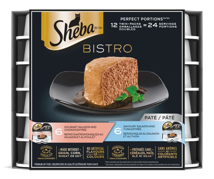 SHEBA Perfect Portions Chicken and Salmon/Salmon and Tuna Adult Wet Cat Food, 2 Flavours, 12 x 75-g