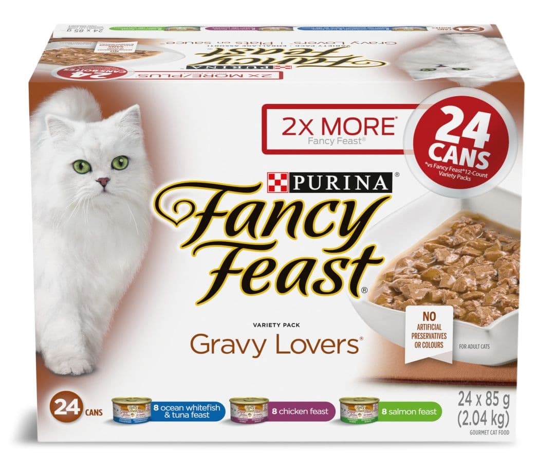 Purina Fancy Feast Gravy Lovers Variety Pack Adult Wet Cat Food, 3 Unique Recipes, 24 x 85-g