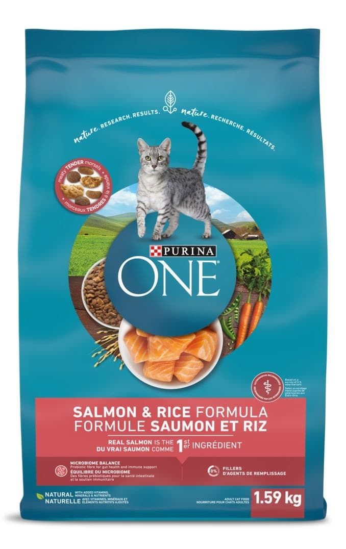 Purina One Salmon and Rice Adult Dry Cat Food/Kibble, Tasty & Nutrient-Rich, 1.59-kg