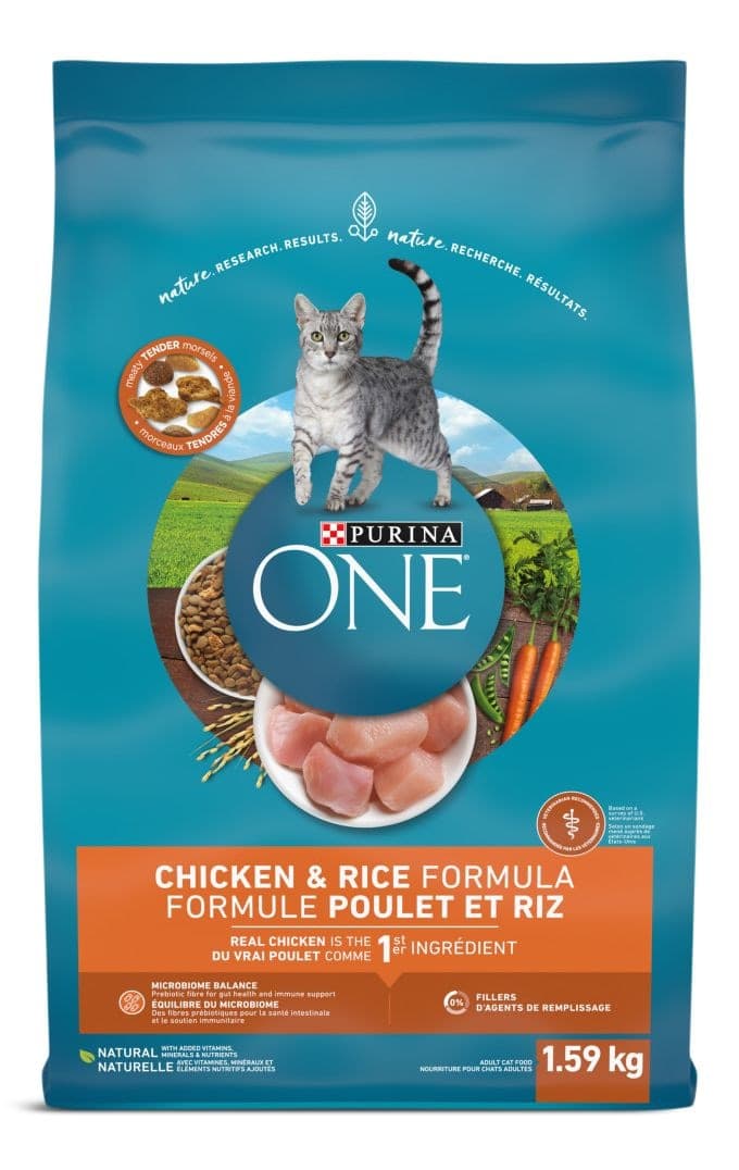 Purina One Chicken and Rice Adult Dry Cat Food, Made with Real Meat, Nutrient-rich, 1.59-kg