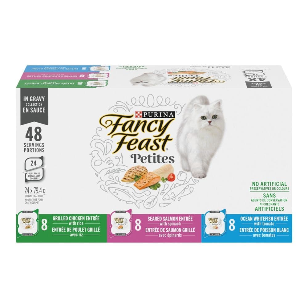 Purina Fancy Feast Petites Pâté Cat Food Variety Pack Wet Cat Food, 24 x 79-g