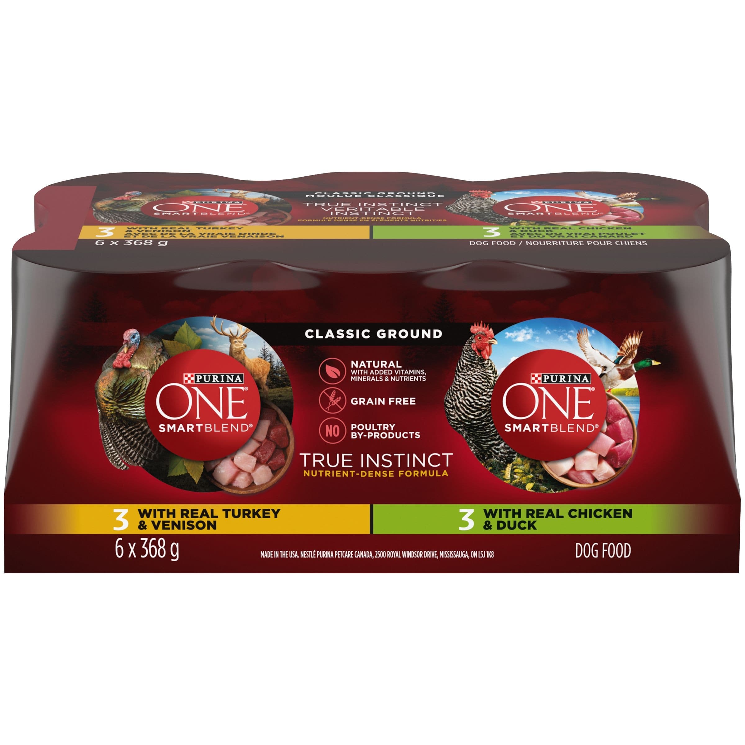 Purina ONE® Turkey/Venison & Chicken/Duck Variety Pack Adult Wet Dog Food, 368-g, 6-Pk