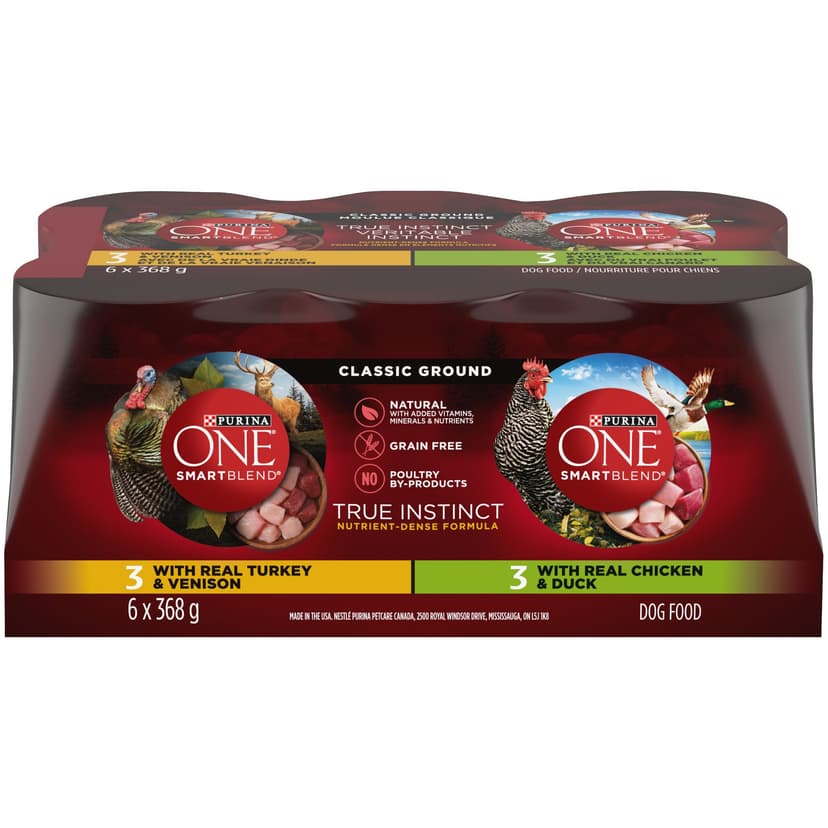 Purina ONE® Turkey/Venison & Chicken/Duck Variety Pack Adult Wet Dog Food, 368-g, 6-Pk