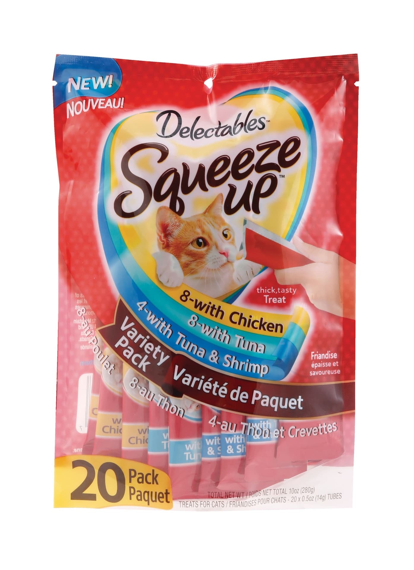 Hartz Delectables Squeeze UP Variety Pack Wet Cat Treats, 280-g, 20 x 14-g