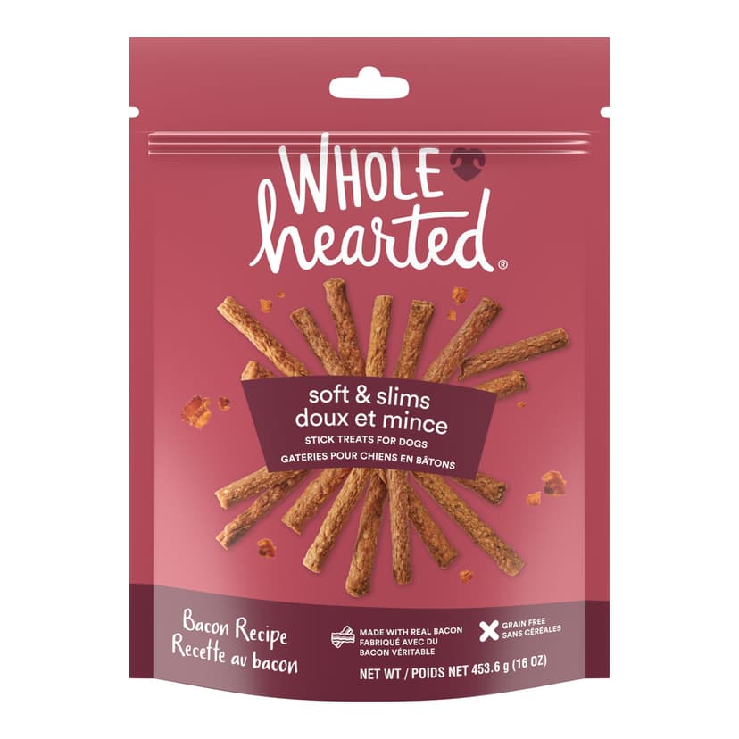 WholeHearted Grain Free Bacon Soft Stick Treats, 453-g