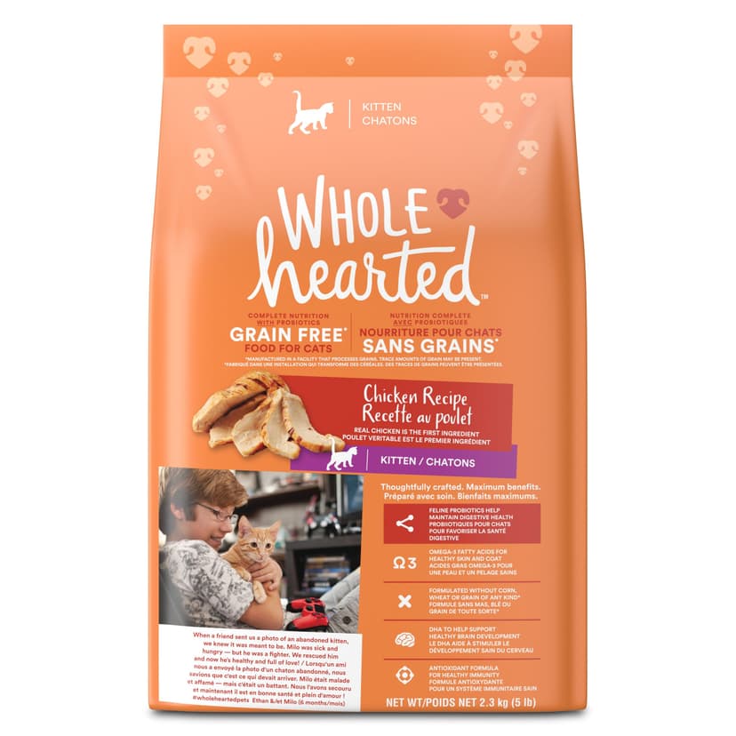 WholeHearted Grain-Free Chicken Recipe Dry Kitten Cat Food, 2.26-kg
