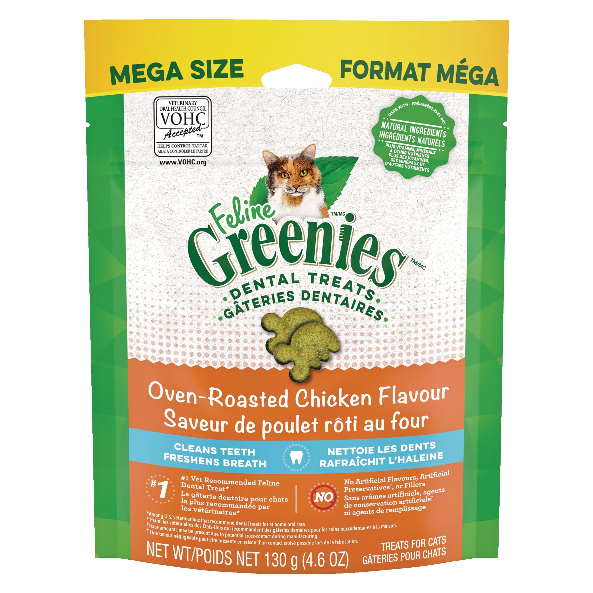 FELINE GREENIES Oven-Roasted Chicken Flavour Cat Dental Treats, 4.6-oz
