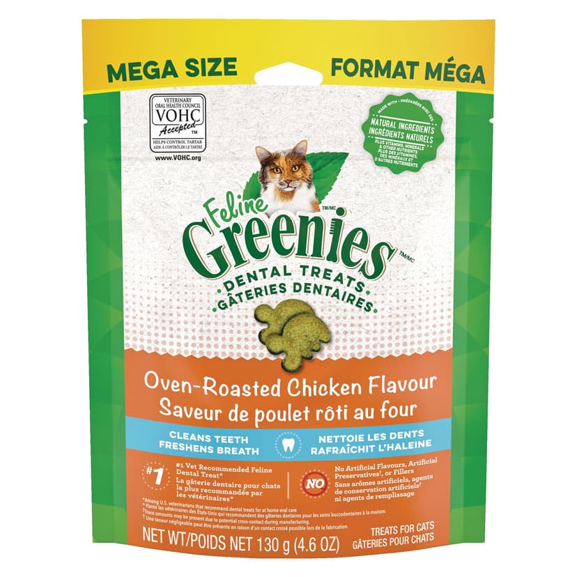 FELINE GREENIES Oven-Roasted Chicken Flavour Cat Dental Treats, 4.6-oz